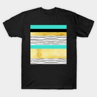 Turquoise gold black abstract watercolor design T-Shirt